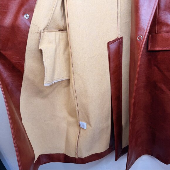 NWT Milk White Faux Leather Oversized Brown Cognac Long Trench Coat Jacket Small - Picture 8 of 15